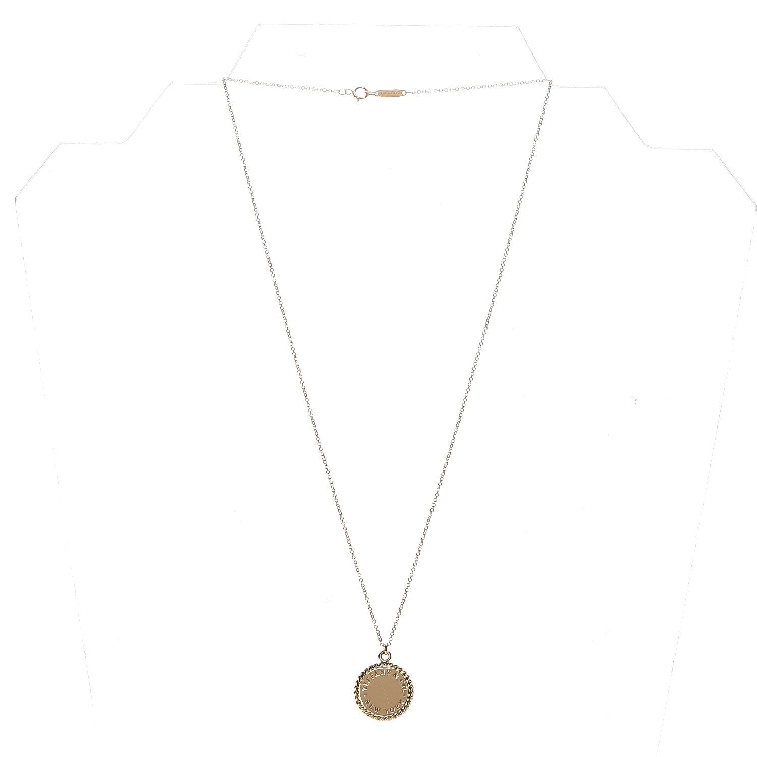 Tiffany 18K Yellow Gold Twist Round Charm Necklace 3 of 5