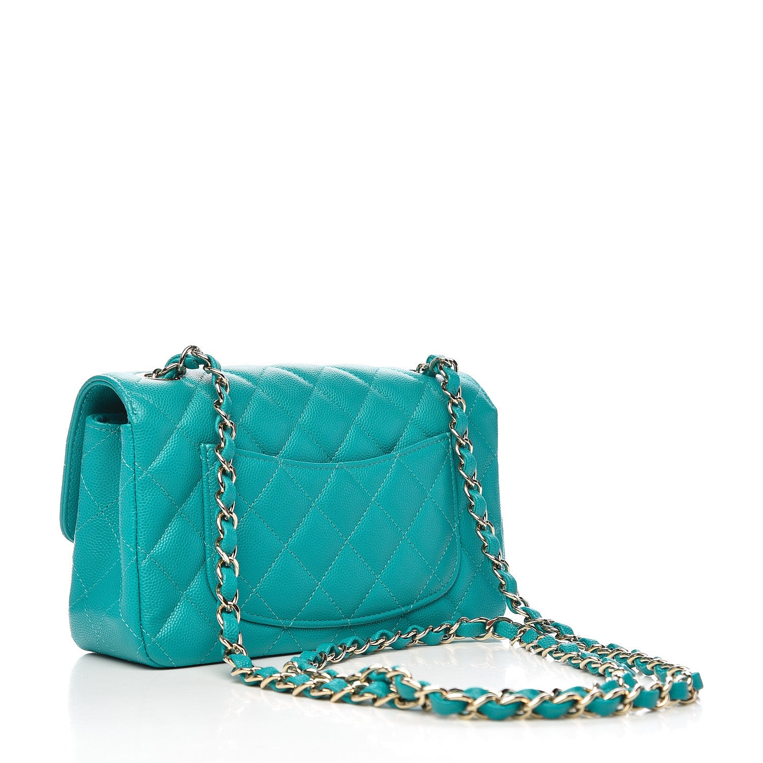 Chanel Caviar Quilted Mini Rectangular Flap Turquoise 3 of 13