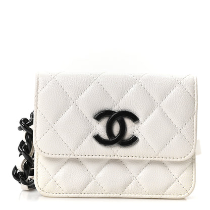 Chanel Caviar Quilted My Everything Belt Flap Card Holder White 1 of 10