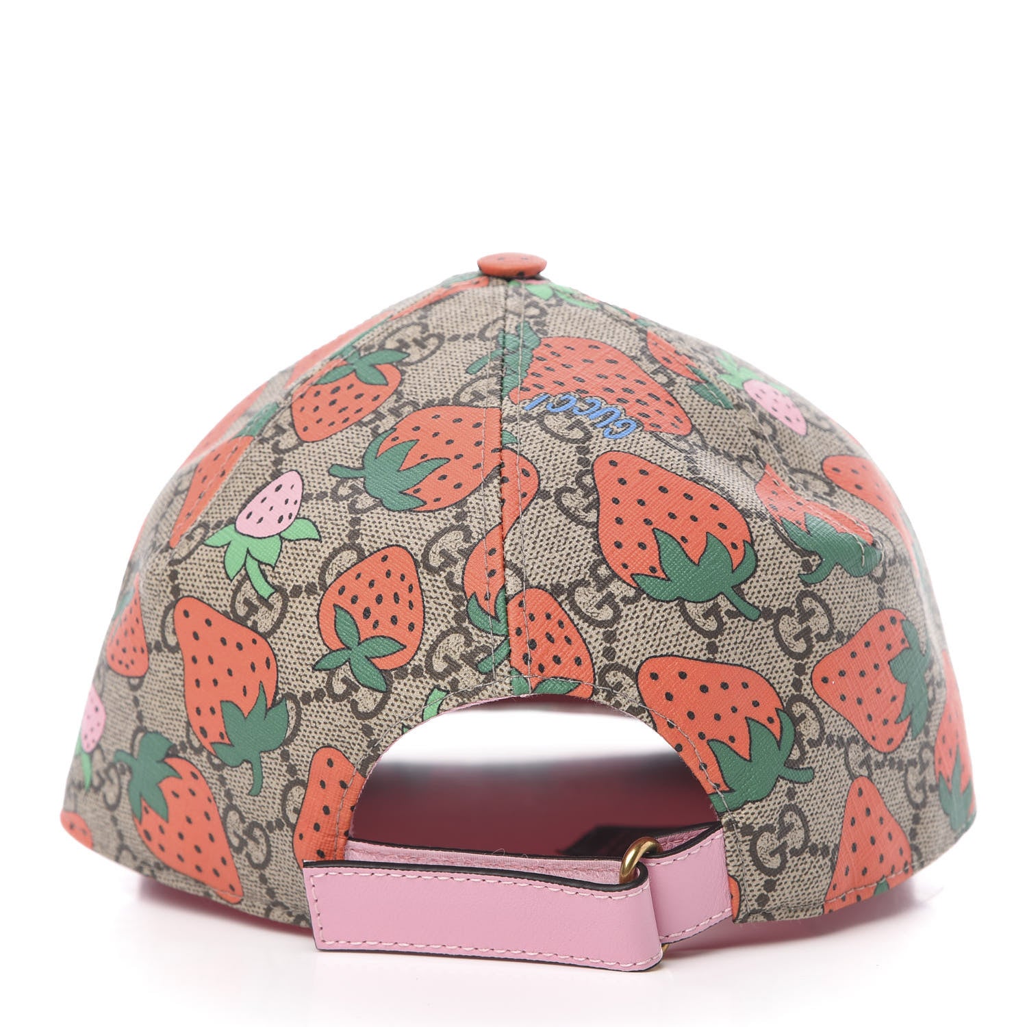 Gucci GG Supreme Monogram Strawberry Baseball Hat L Beige 4 of 8