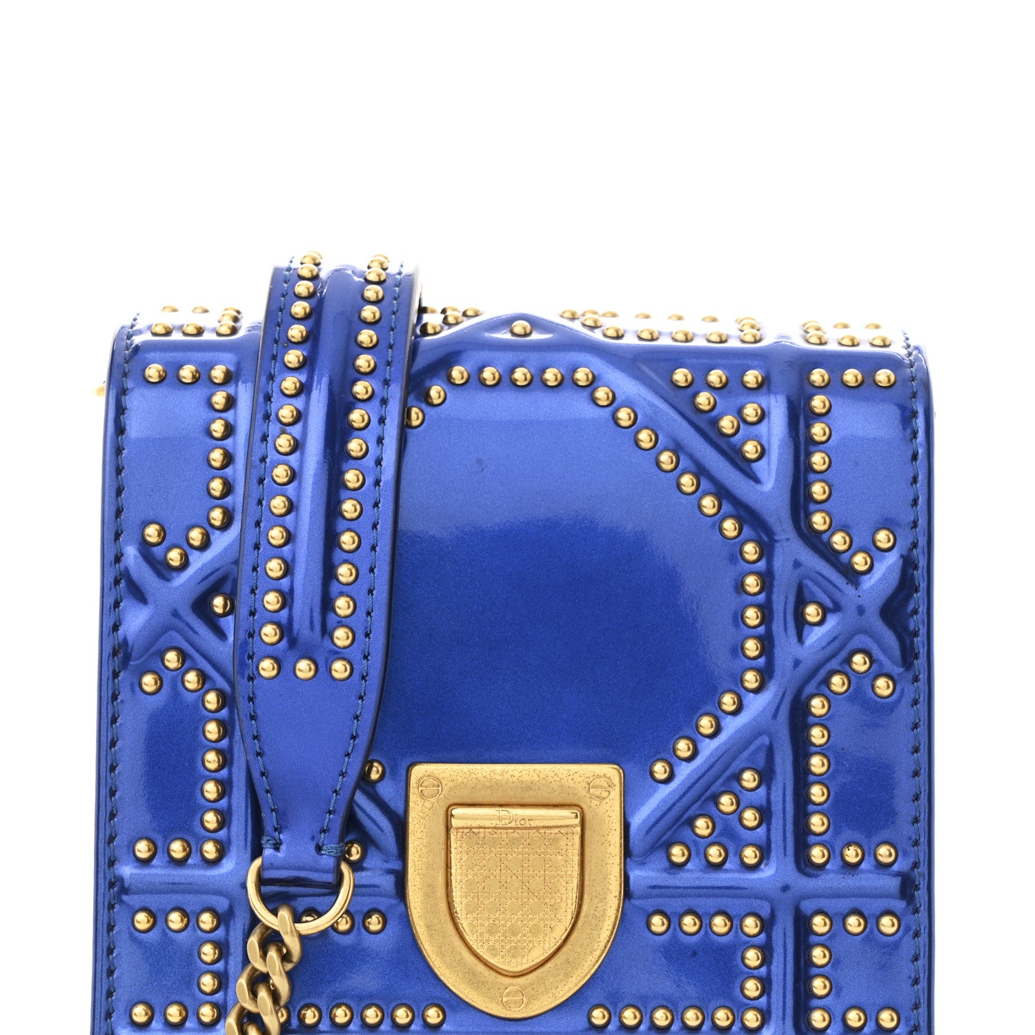 Dior ボディバッグ CDダイヤモンド　ネイビーブルー　美品　レア Christian Dior Metallic Calfskin Studded Vertical Diorama Blue