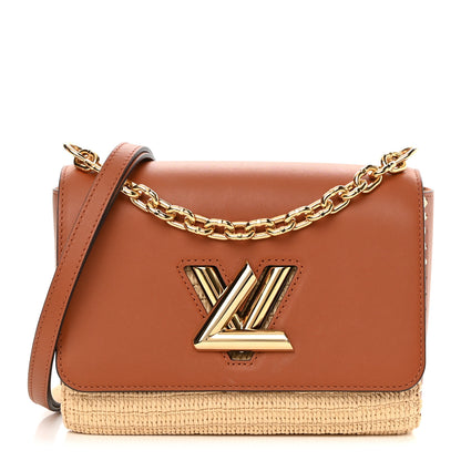 Louis Vuitton Calfskin Raffia Twist Shoulder Bag MM Caramel 1 of 13