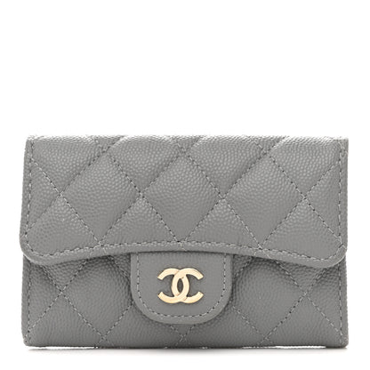 Chanel Caviar Quilted Flap Card Holder Wallet Grey 1 of 10