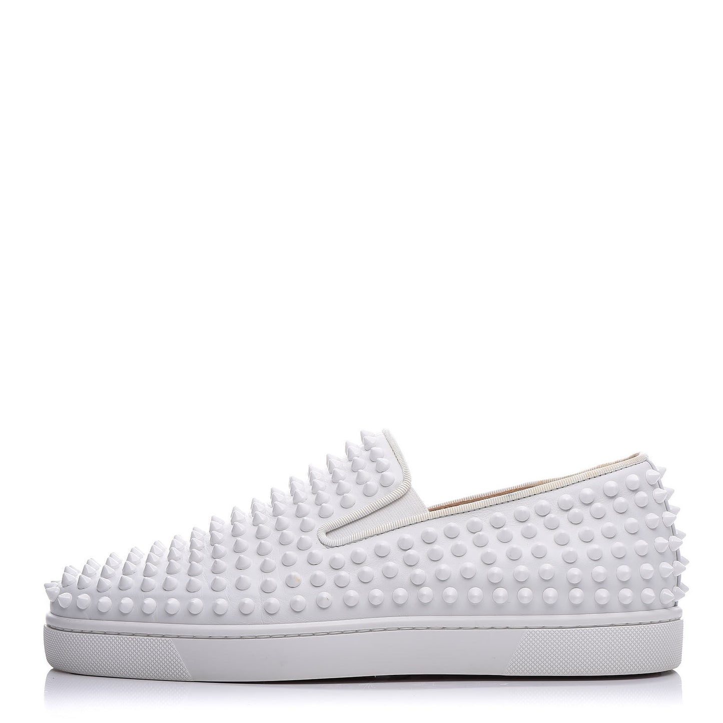 Calfskin Spikes Mens Roller Boat Flat 39 White