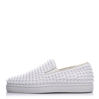 Christian Louboutin Calfskin Spikes Mens Roller Boat Flat 39 White 1 of 14