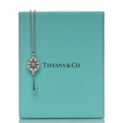 Tiffany Sterling Silver Diamond Small Daisy Key Pendant Necklace 8 of 8
