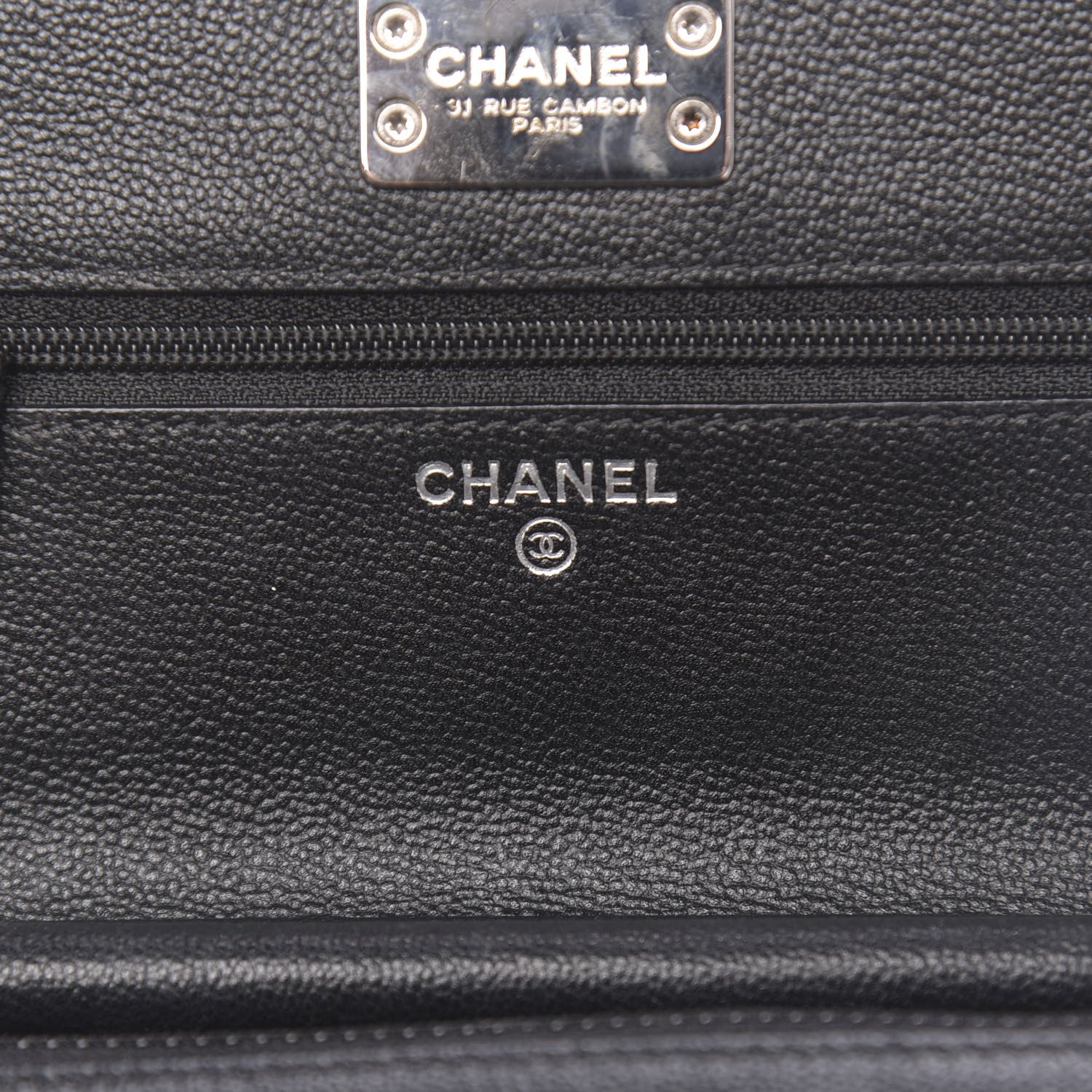 Chanel Grained Calfskin Quilted CC Box Wallet On Chain WOC Black 6 of 13