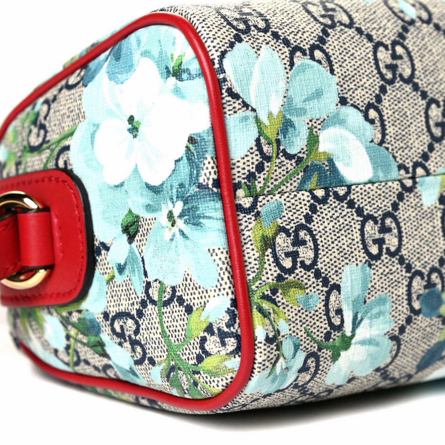 GG Supreme Monogram Blooms Mini Boston Navy Blue Hibiscus