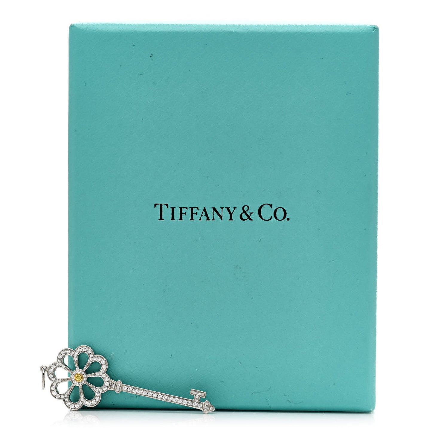 Platinum 18K Yellow Gold Yellow Diamond Bloom Key Pendant
