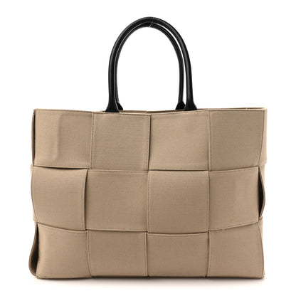 Bottega Veneta Canvas Intrecciato Large Arco Tote Beige Black 1 of 14