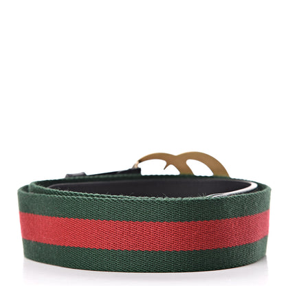 Gucci Nylon Calfskin Double G Web 40mm Belt 85 34 Green Red Black 3 of 6