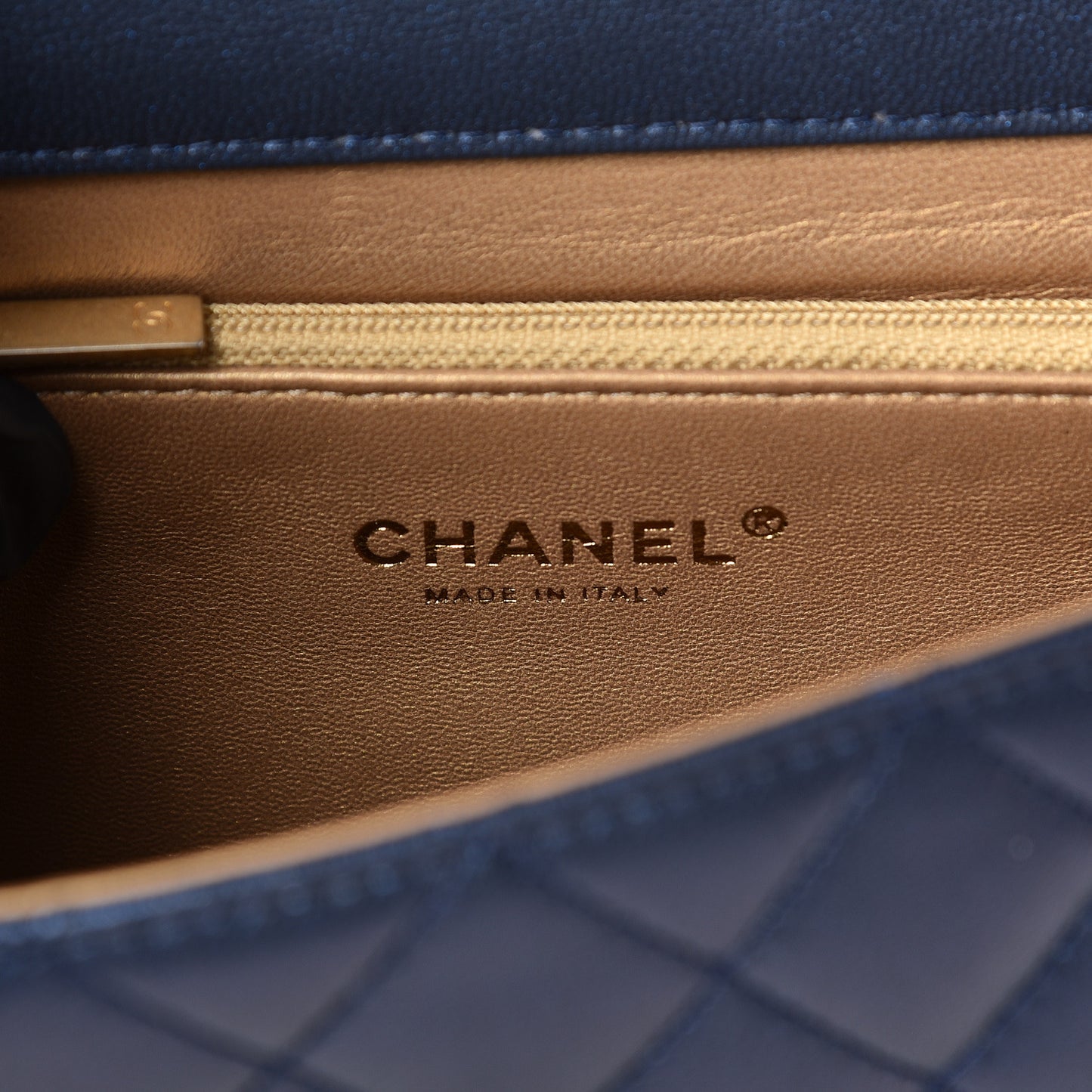 Iridescent Lambskin Quilted Small Chic Pearls Flap Blue