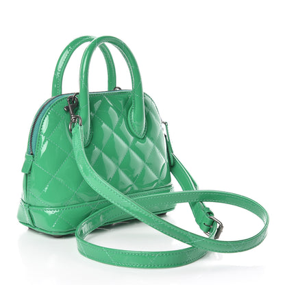 Balenciaga Faux Patent Quilted XXS Ville Top Handle Bag Green 3 of 10