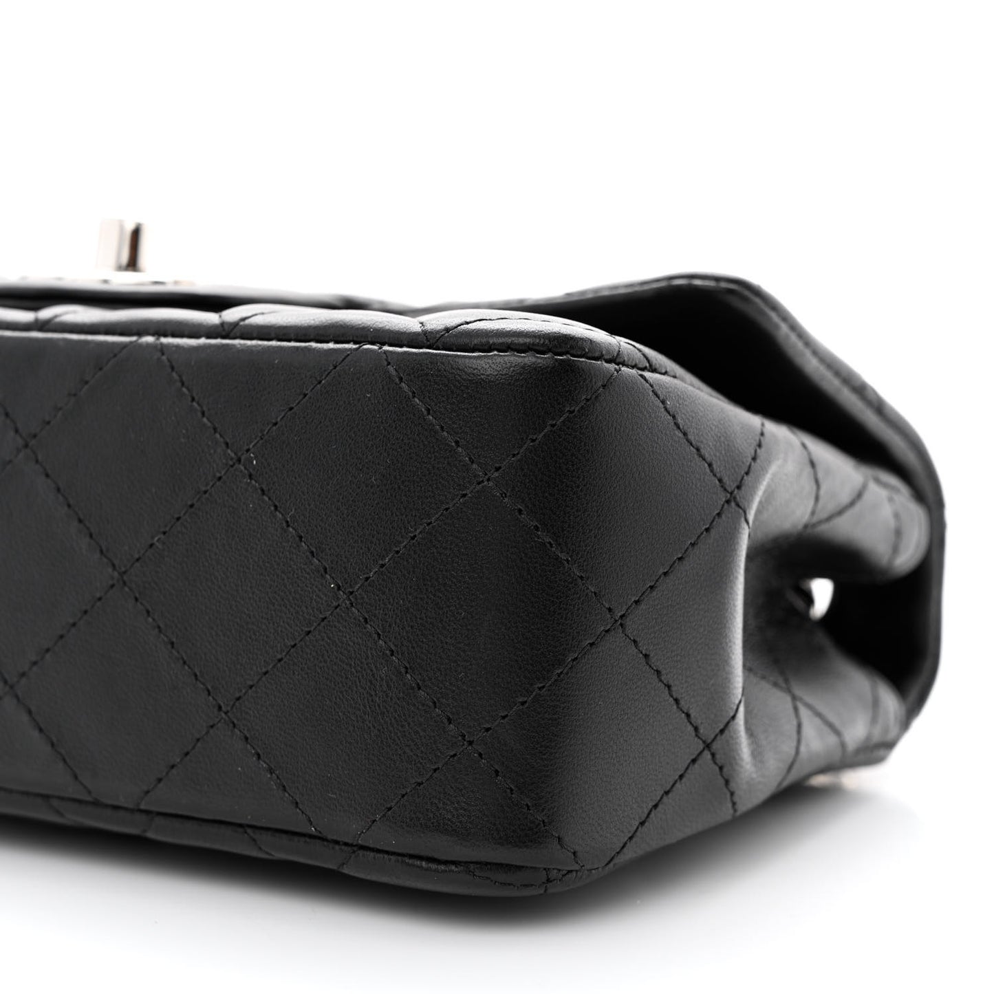 Lambskin Quilted Mini Rectangular Flap Black