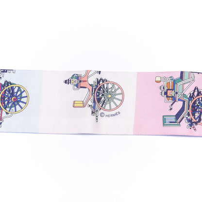 Hermes Silk Les Voitures Exquises Twilly Bleu Rose Vert 3 of 4