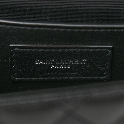 Saint Laurent Grain De Poudre Textured Mixed Matelasse Triquilt Medium Monogram Satchel Black 7 of 10