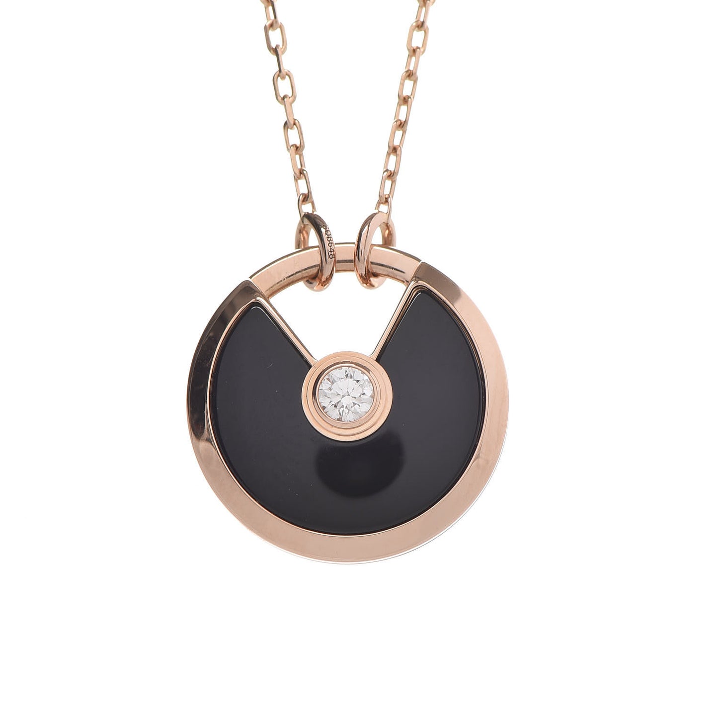 18K Pink Gold Diamond Black Onyx SM Amulette de Cartier Pendant Necklace