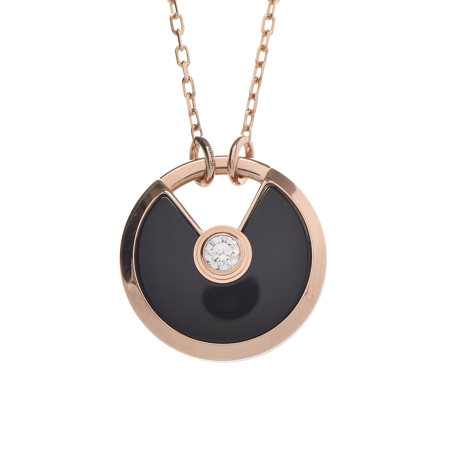 Cartier 18K Pink Gold Diamond Black Onyx SM Amulette de Cartier Pendant Necklace 4 of 7