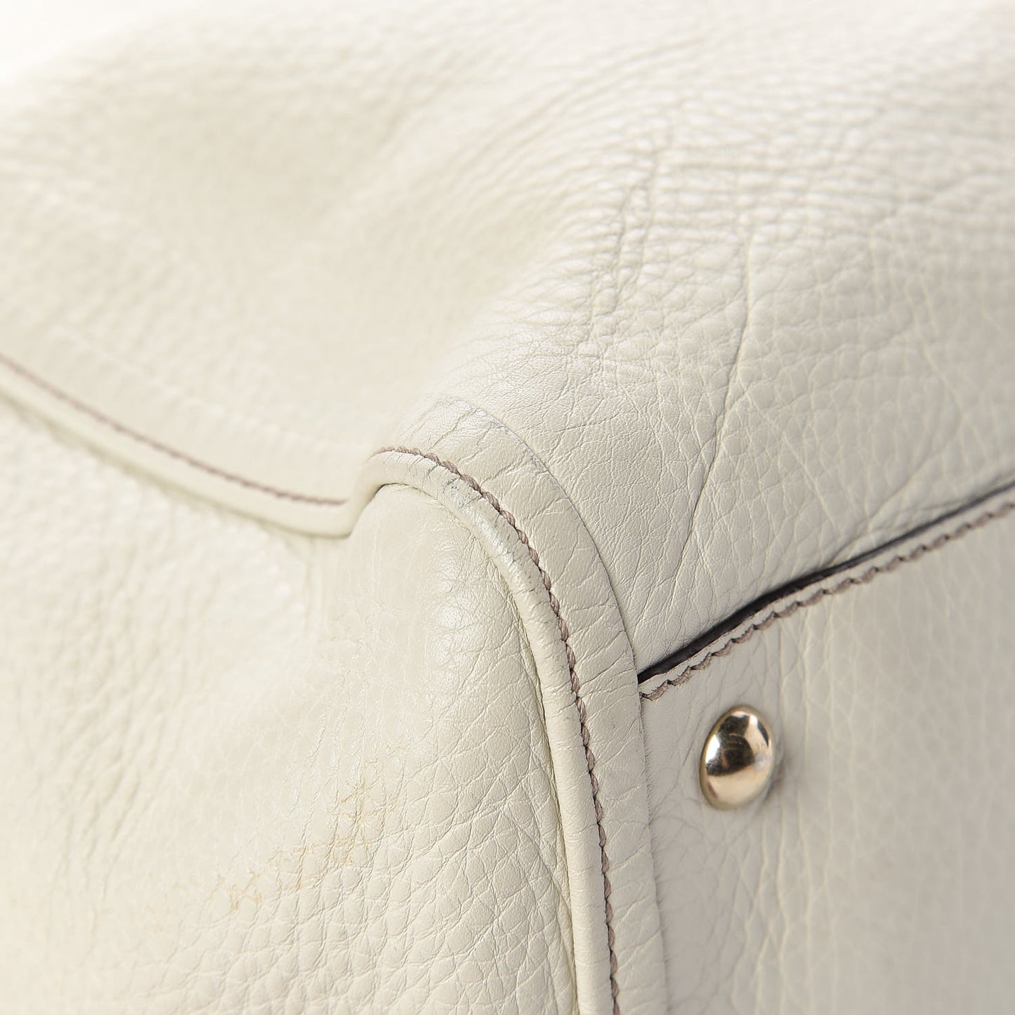 Pebbled Calfskin Large Soho Top Handle Bag Off White
