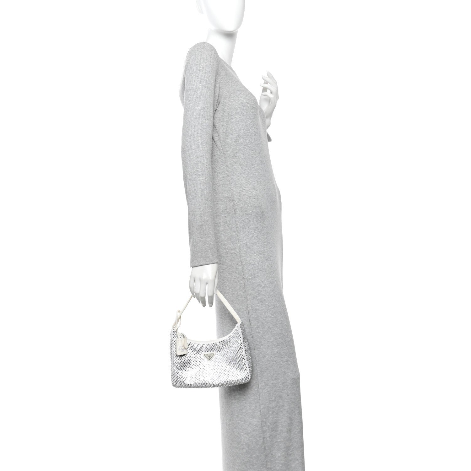Prada Satin Crystal Mini Re-Edition 2000 Bag White 2 of 11