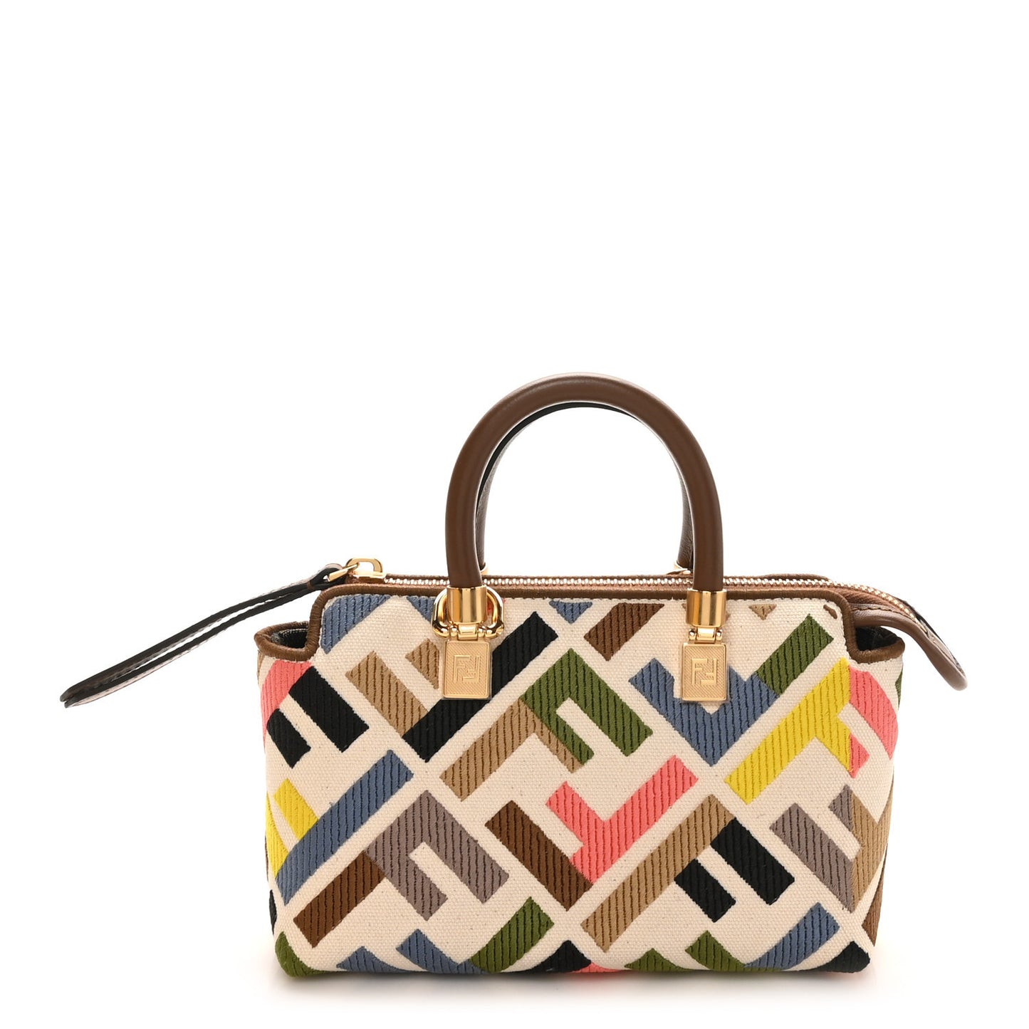 Canvas Vitello FF Multicolor Embroidered Mini By The Way Top Handle Boston Bag Multicolor