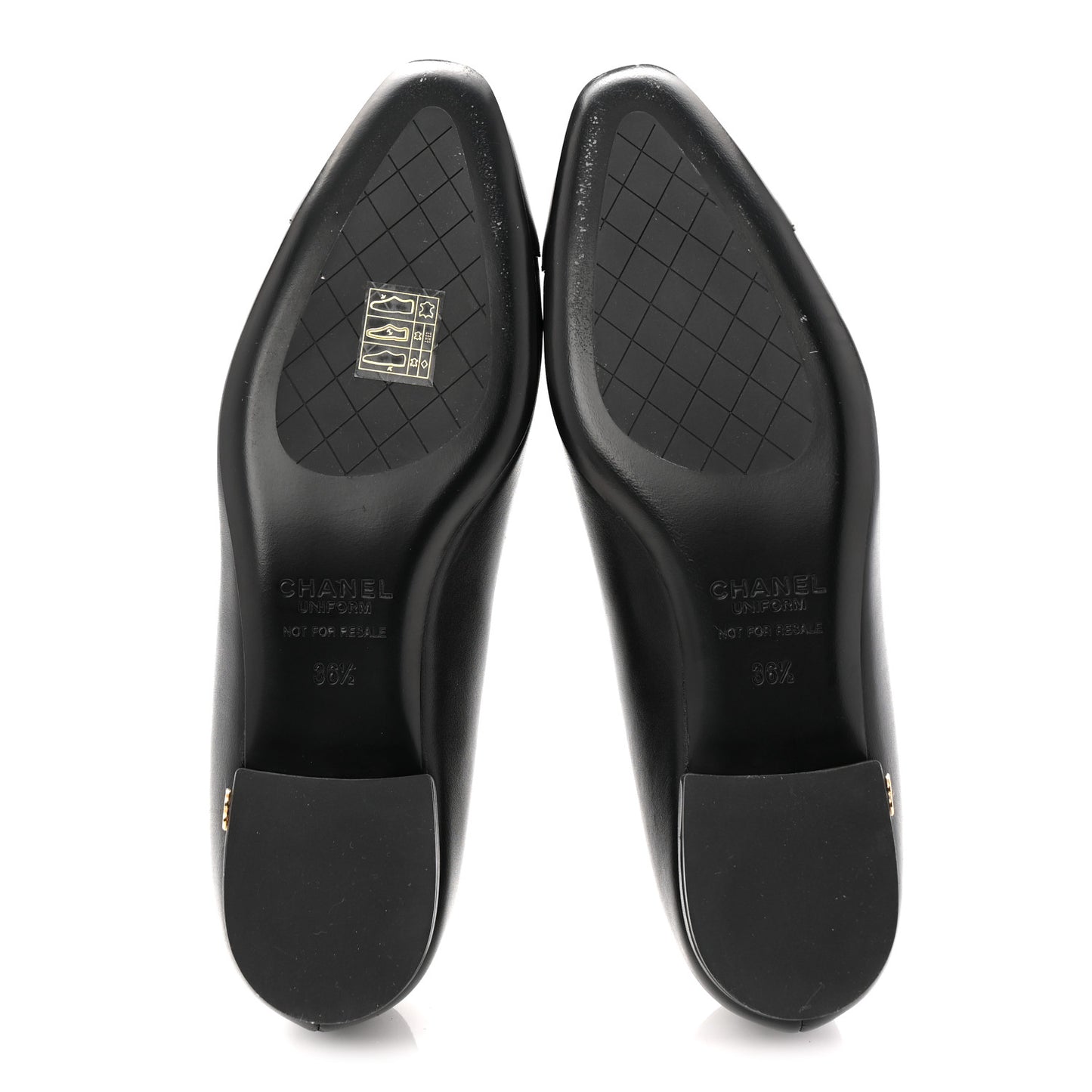 Lambskin Cap Toe CC Uniform Ballerina Flats 36.5 Black