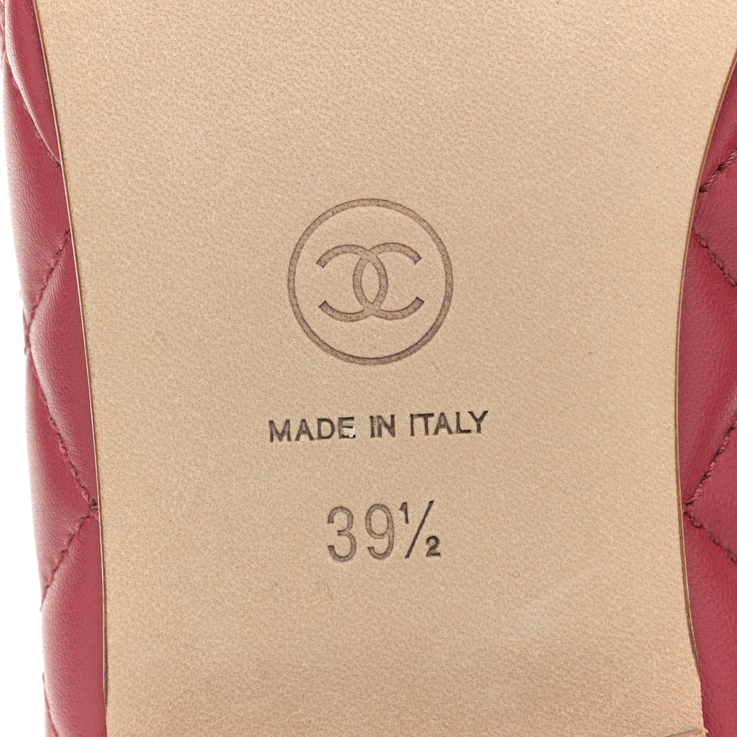 Chanel Lambskin Quilted CC Cap Toe Ballerina Flats 39.5 Light Red 9 of 10
