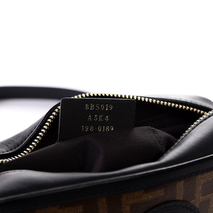 Fendi Glazed Fabric Vitello Century FF 1974 Stamp Patch Mini Camera Case Mogano Panna Black 6 of 9