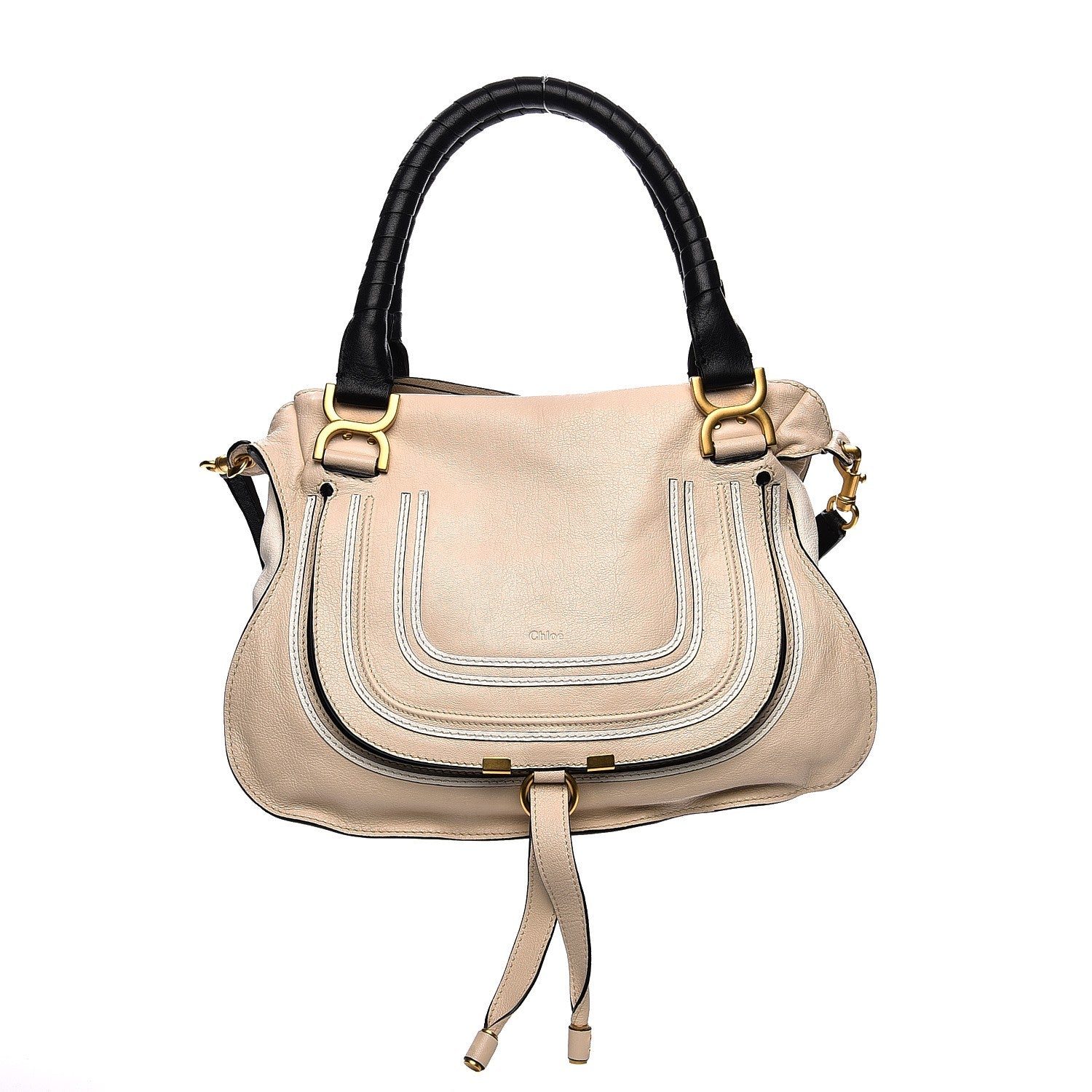 Chloe Calfskin Medium Marcie Satchel Abstract White Black 1 of 12