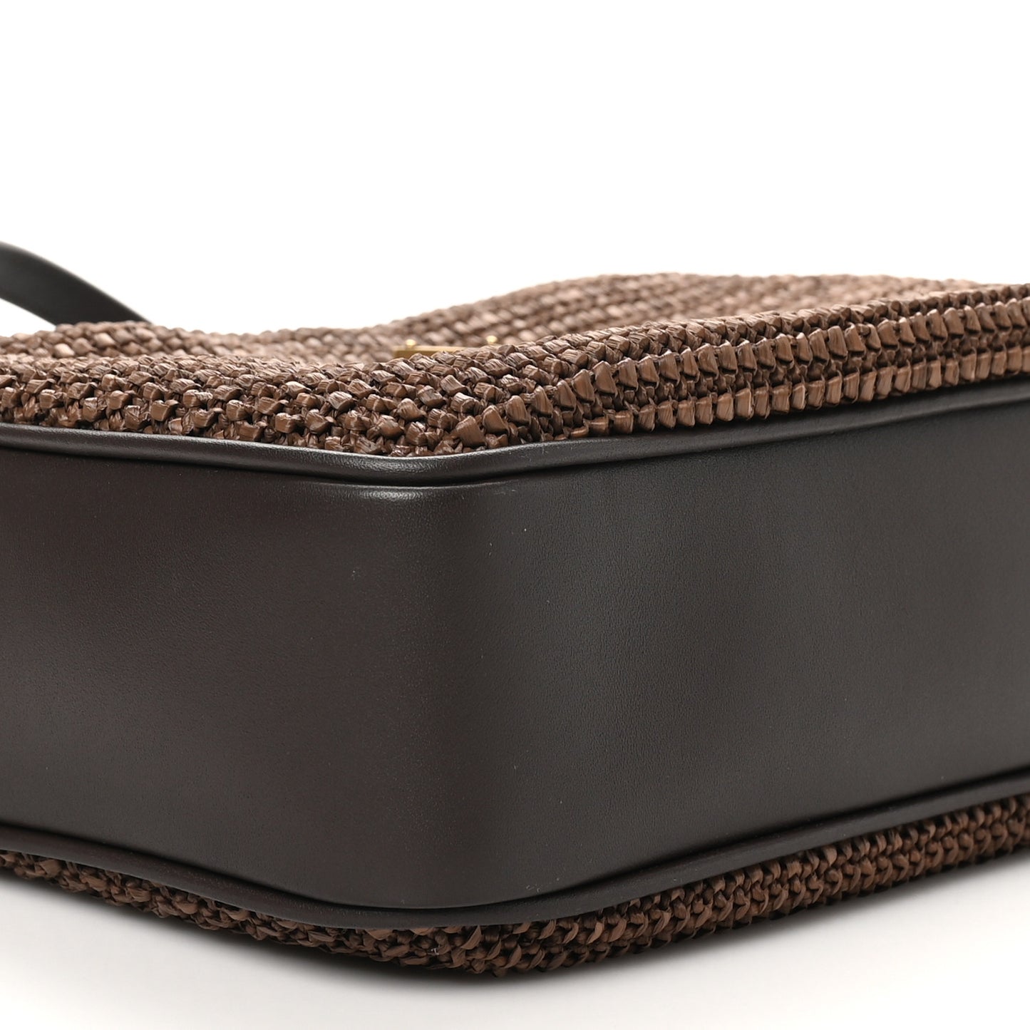 Raffia Canvas Monogram Lou Camera Bag Dark Chocolate