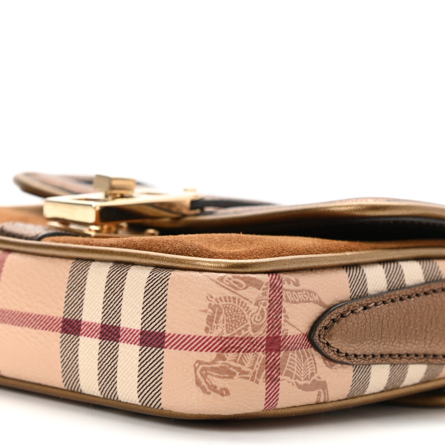 Metallic Suede Haymarket Check Mini Berkeley Crossbody Antique Gold
