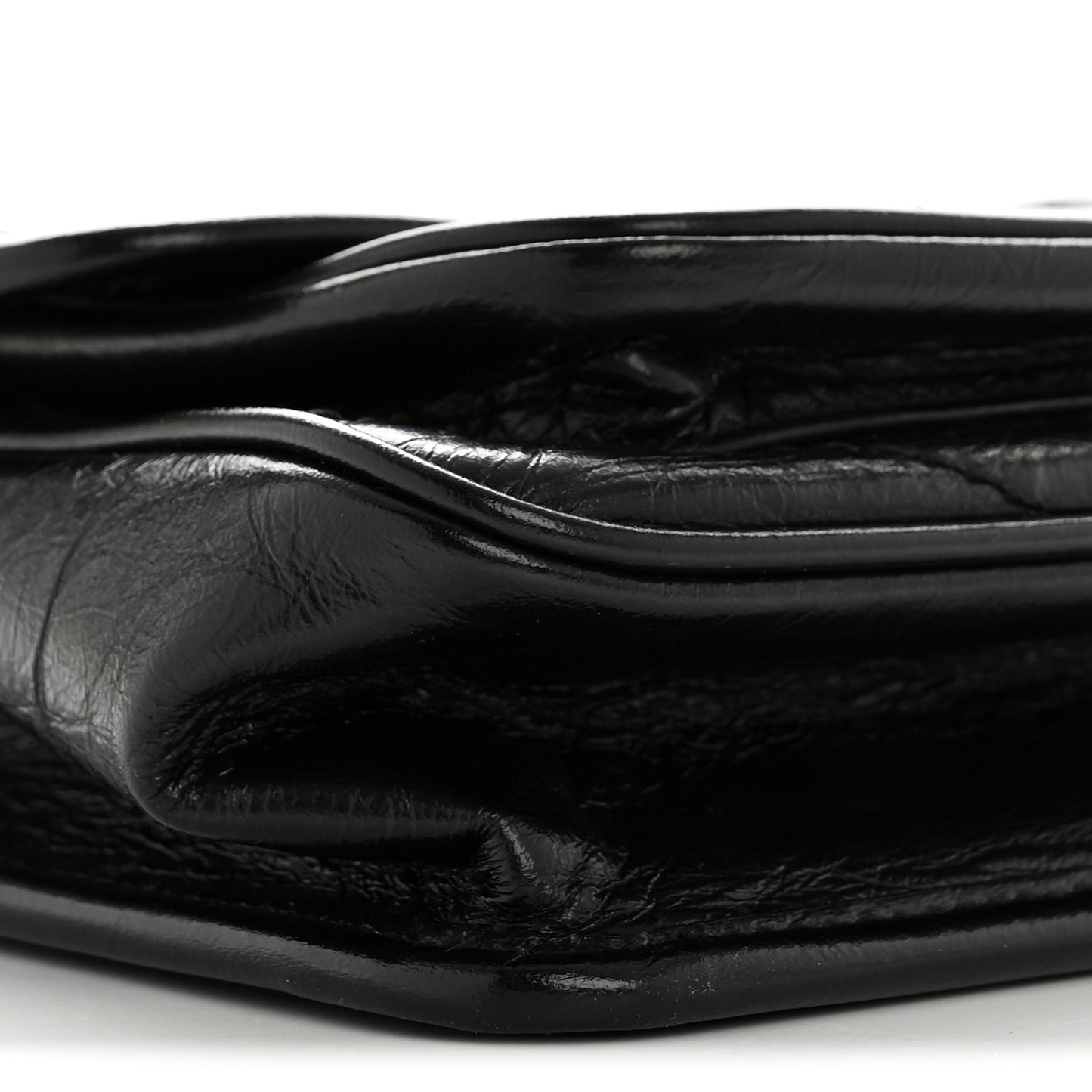 Crinkled Calfskin Matelasse Monogram Baby Niki Chain Satchel Black