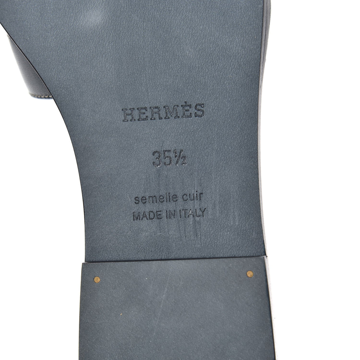 Hermes Box Calfskin Oran Sandals 35.5 Black 7 of 9