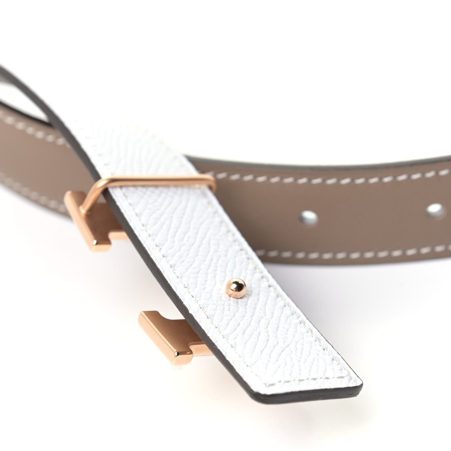 Hermes Epsom Swift 24mm H Belt 90 White Etoupe 6 of 6