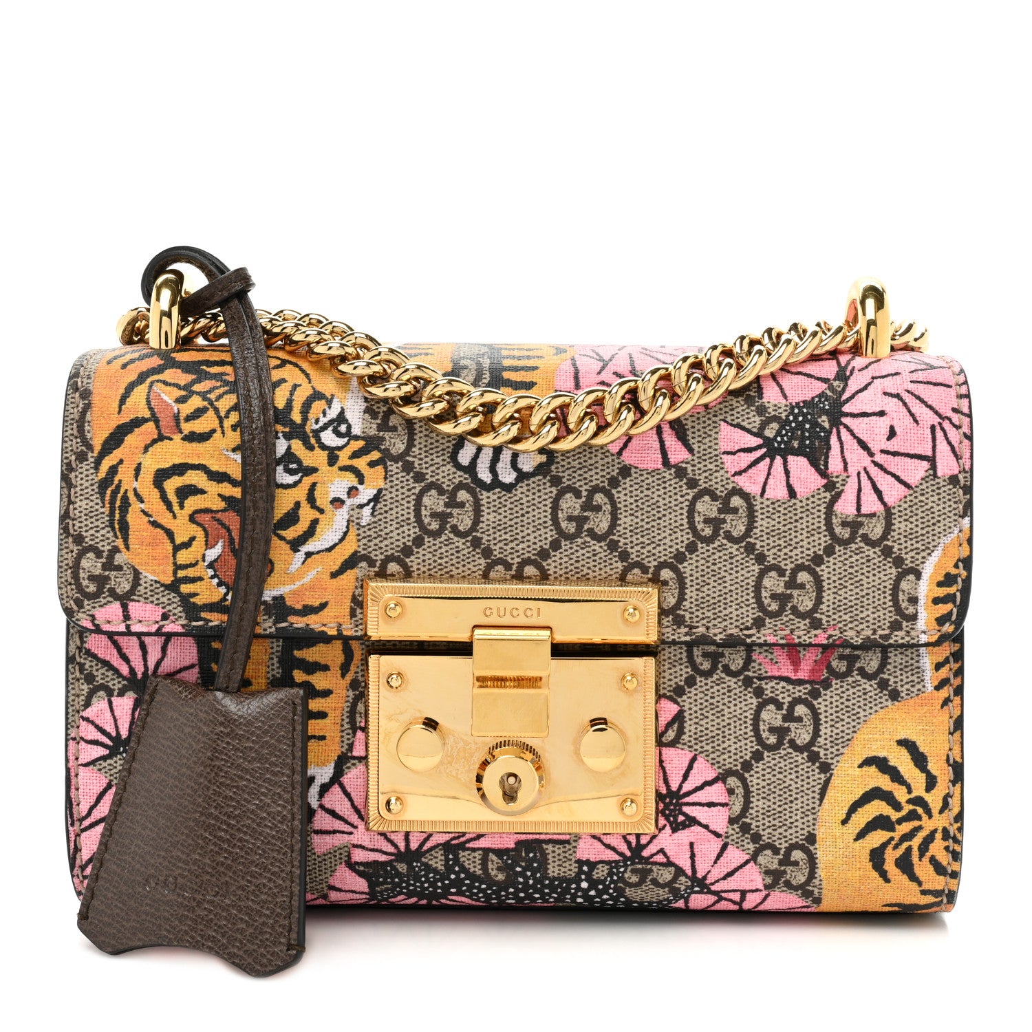 Gucci GG Supreme Monogram Bengal Small Padlock Shoulder Bag Beige Pink 1 of 17