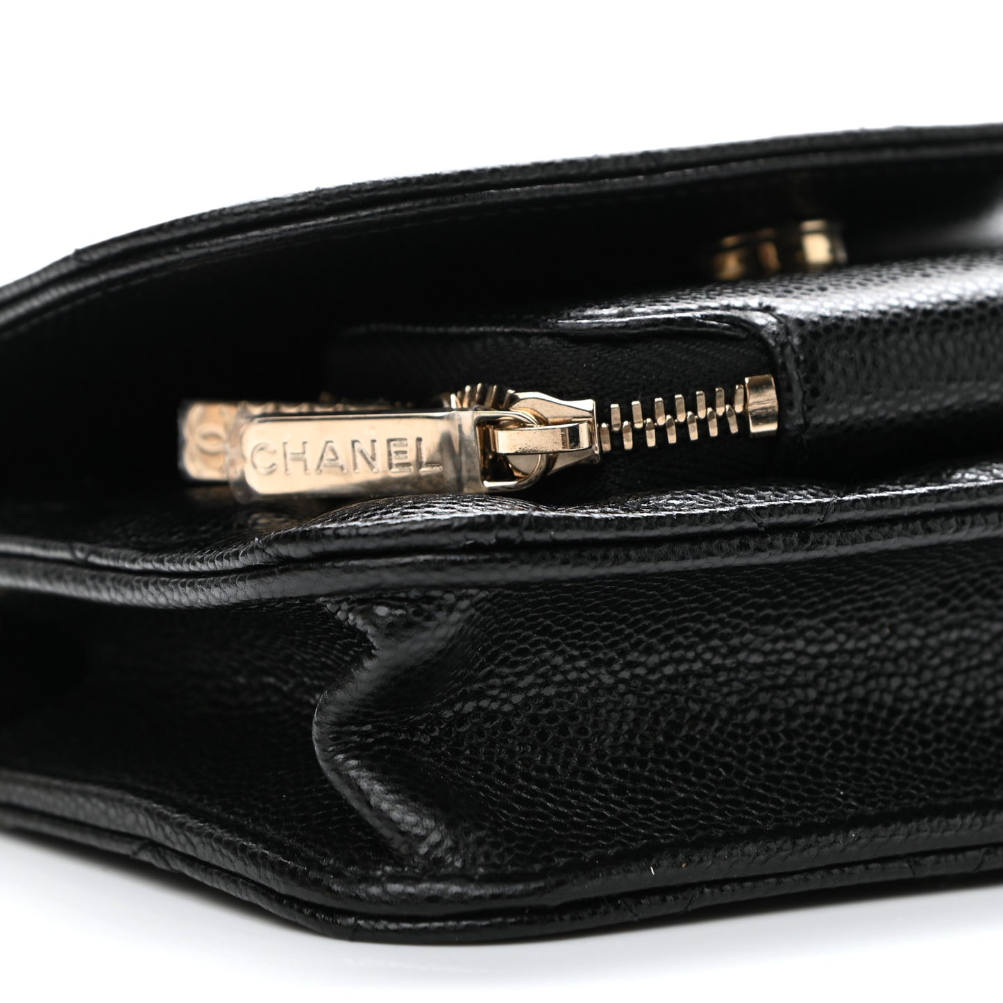 Caviar Quilted Business Affinity Clutch With Chain Black