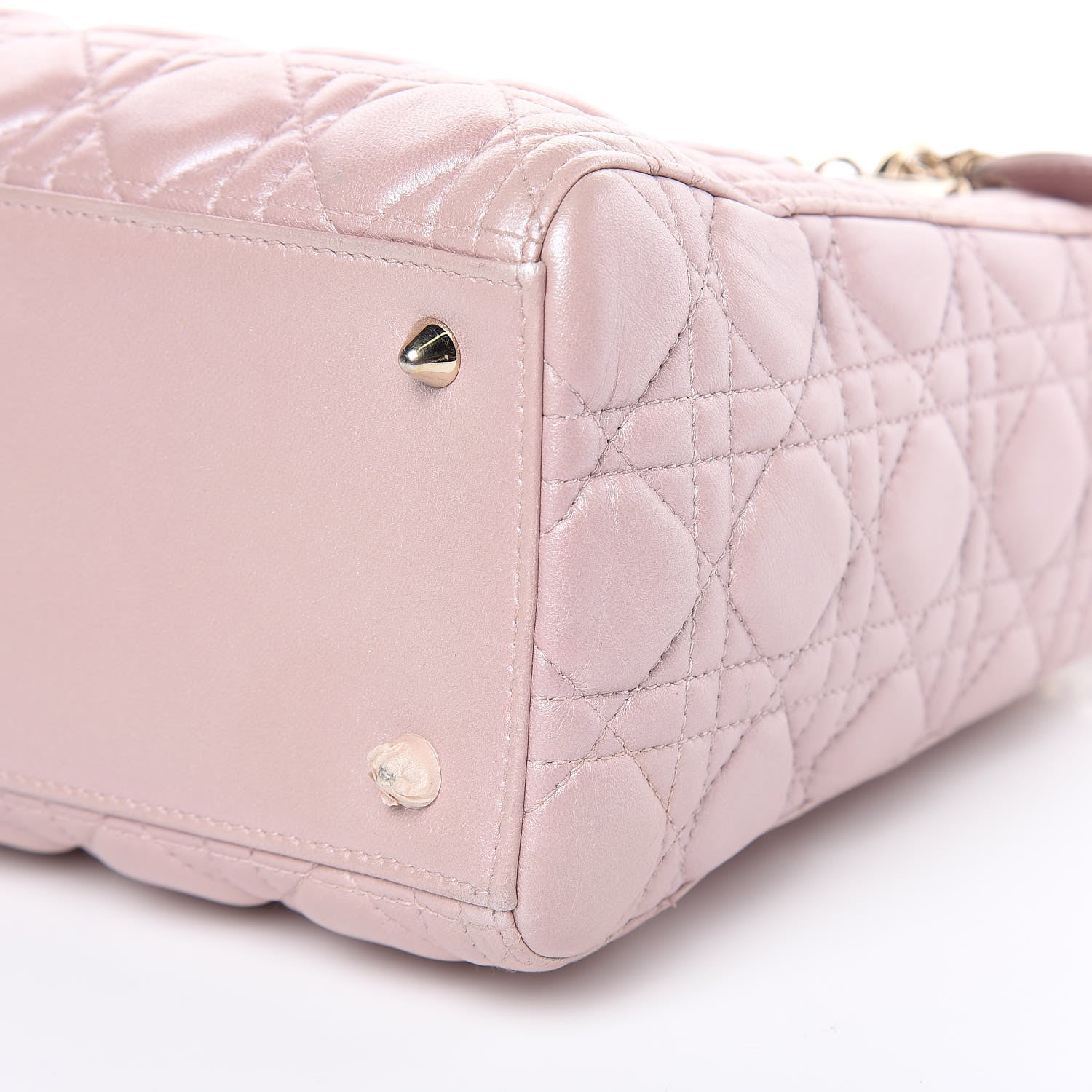 Christian Dior Pearly Lambskin Cannage Medium Lady Dior Lotus 9 of 16