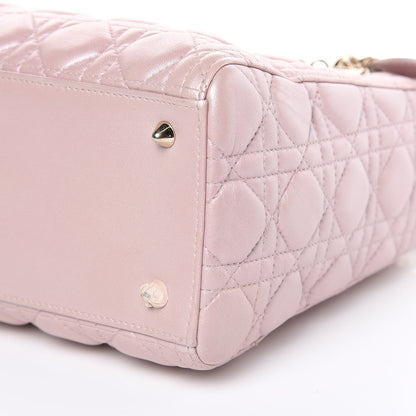 Christian Dior Pearly Lambskin Cannage Medium Lady Dior Lotus 9 of 16