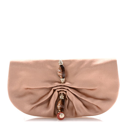 Saint Laurent Satin Embellished Evening Clutch Pink 1 of 10