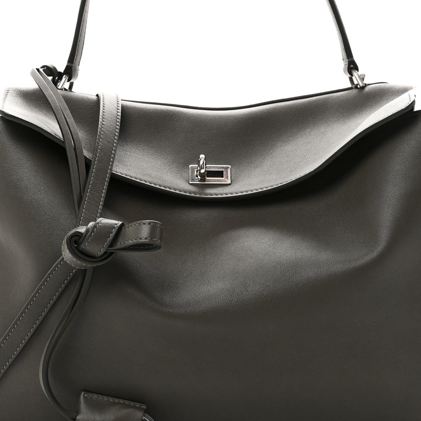 Natural Smooth Calfskin Medium Rodeo Top Handle Handbag Grey