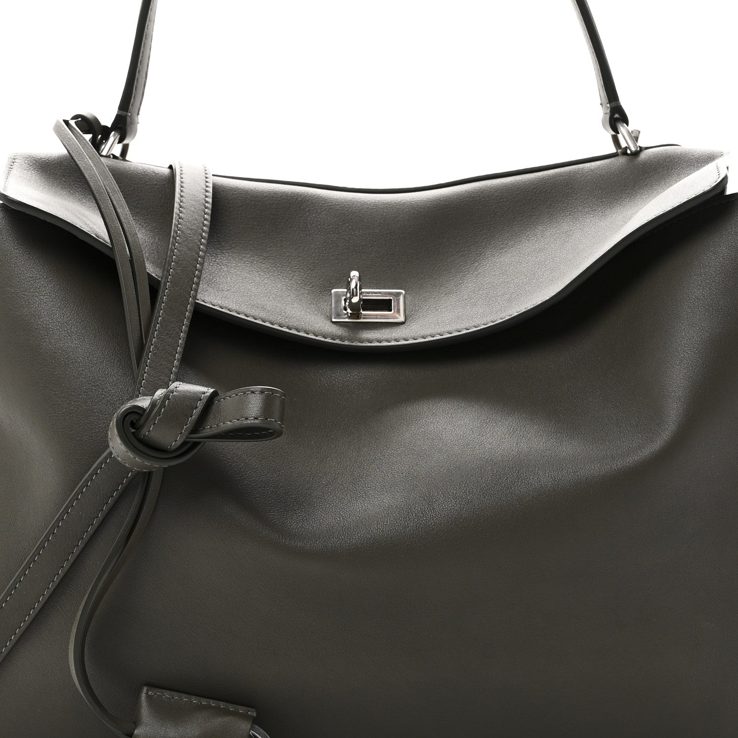 Balenciaga Natural Smooth Calfskin Medium Rodeo Top Handle Handbag Grey 7 of 10