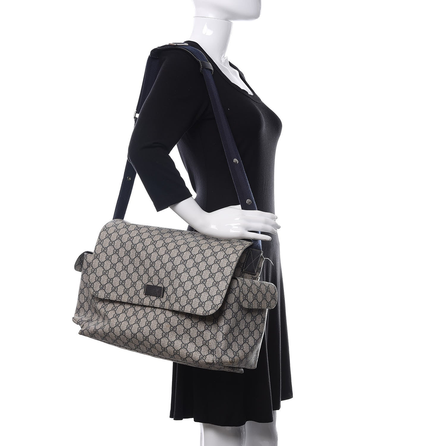 Gucci GG Plus Monogram Messenger Diaper Bag Navy 2 of 12