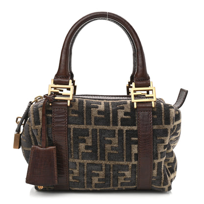 Fendi Velvet Zucca Vitello Mini Forever Boston Fango Grigio Bruciato 1 of 12