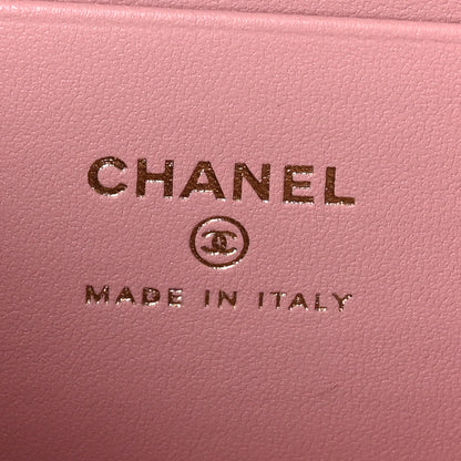Chanel Calfskin Crocodile Embossed Crococo Top Handle Slim Vanity Case With Chain Light Pink 7 of 11