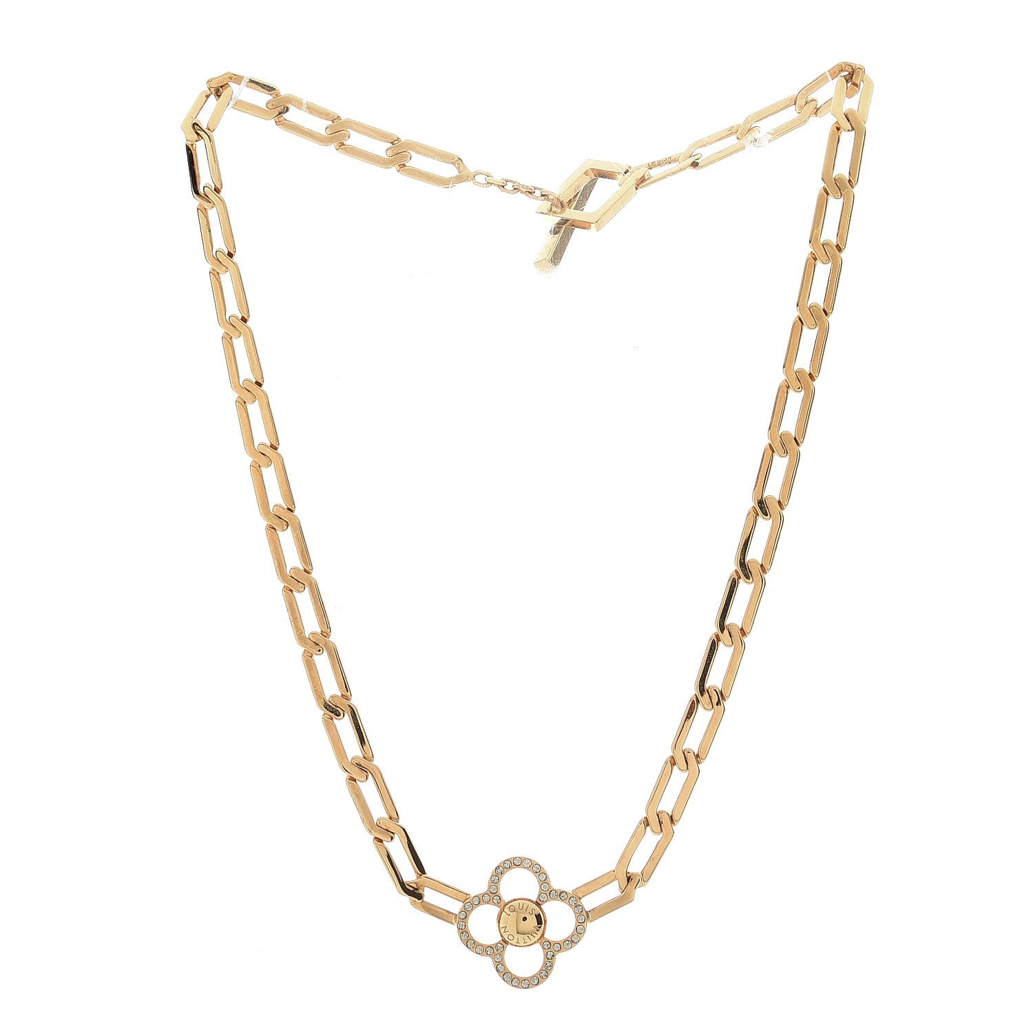 Louis Vuitton Swarovski Crystal Flower Power Necklace Gold 3 of 5