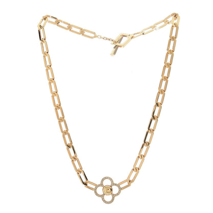 Louis Vuitton Swarovski Crystal Flower Power Necklace Gold 3 of 5