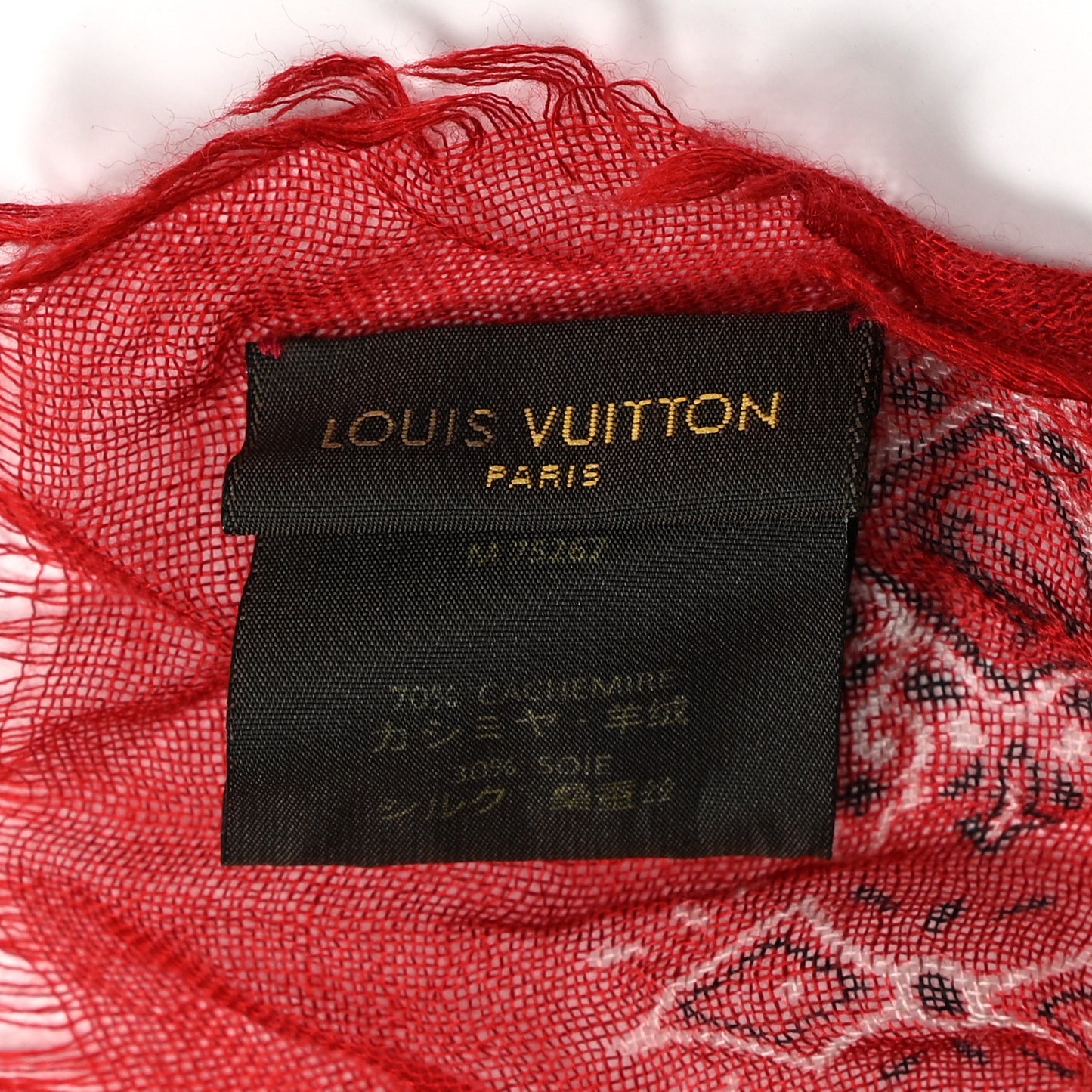 Silk Bandana Patch Scarf Red