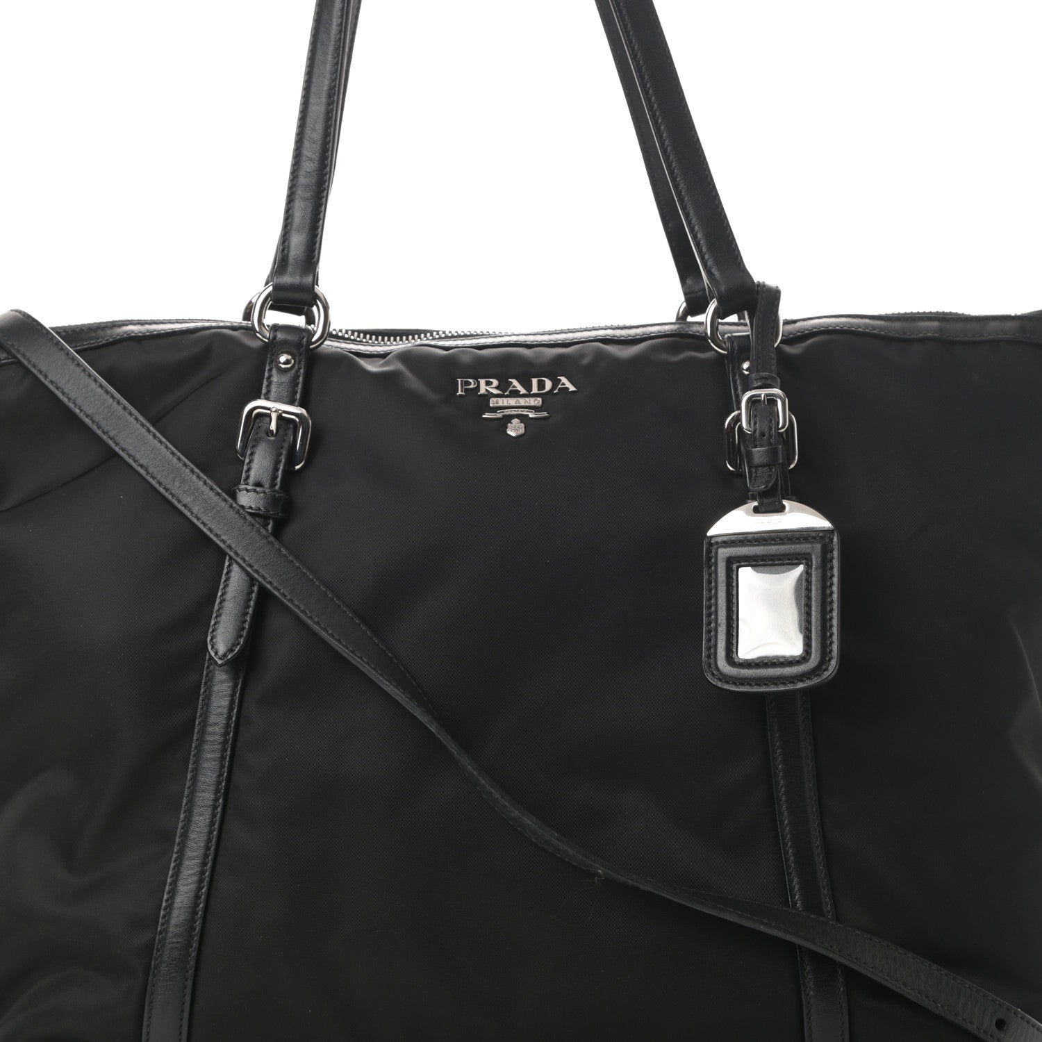 Prada Tessuto Nylon Soft Calf Tote Black 9 of 13