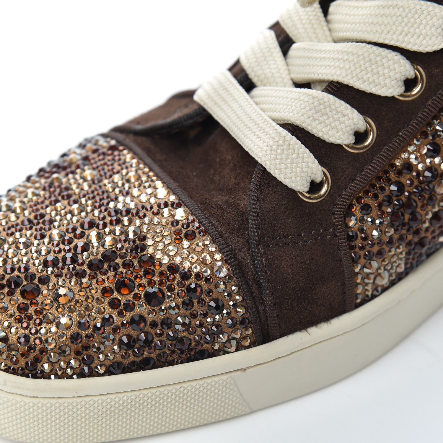 Christian Louboutin Suede Crystal Leopard Print Flat Sneakers 38 Brown 17 of 18
