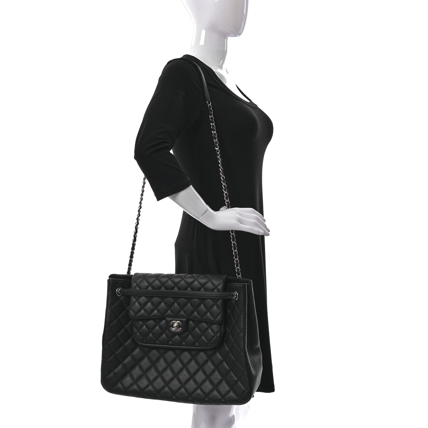 Chanel Calfskin Quilted Flap Tote Black 2 of 15